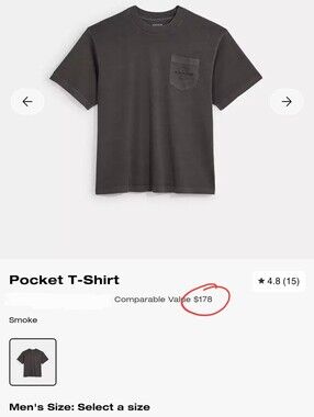 Coach Relaxed Boxy Fit Distressed Men’s Gray Pocket Logo T-Shirt Rare